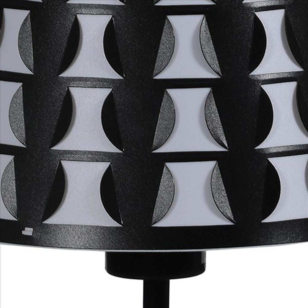 Plastic Shade Metal Table Lamp with Open Clover Base Black