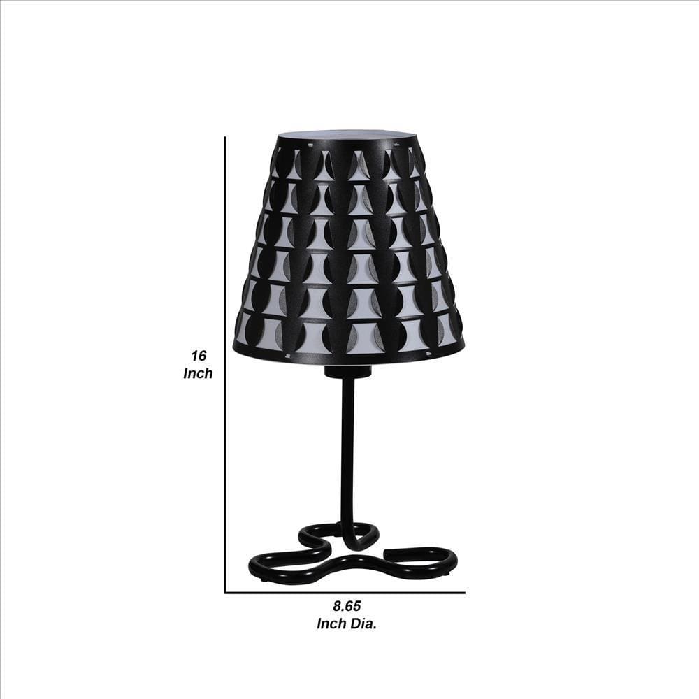 Plastic Shade Metal Table Lamp with Open Clover Base Black