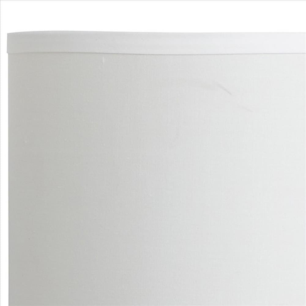 Pot Bellied Metal Body Table Lamp with Round Base Silver