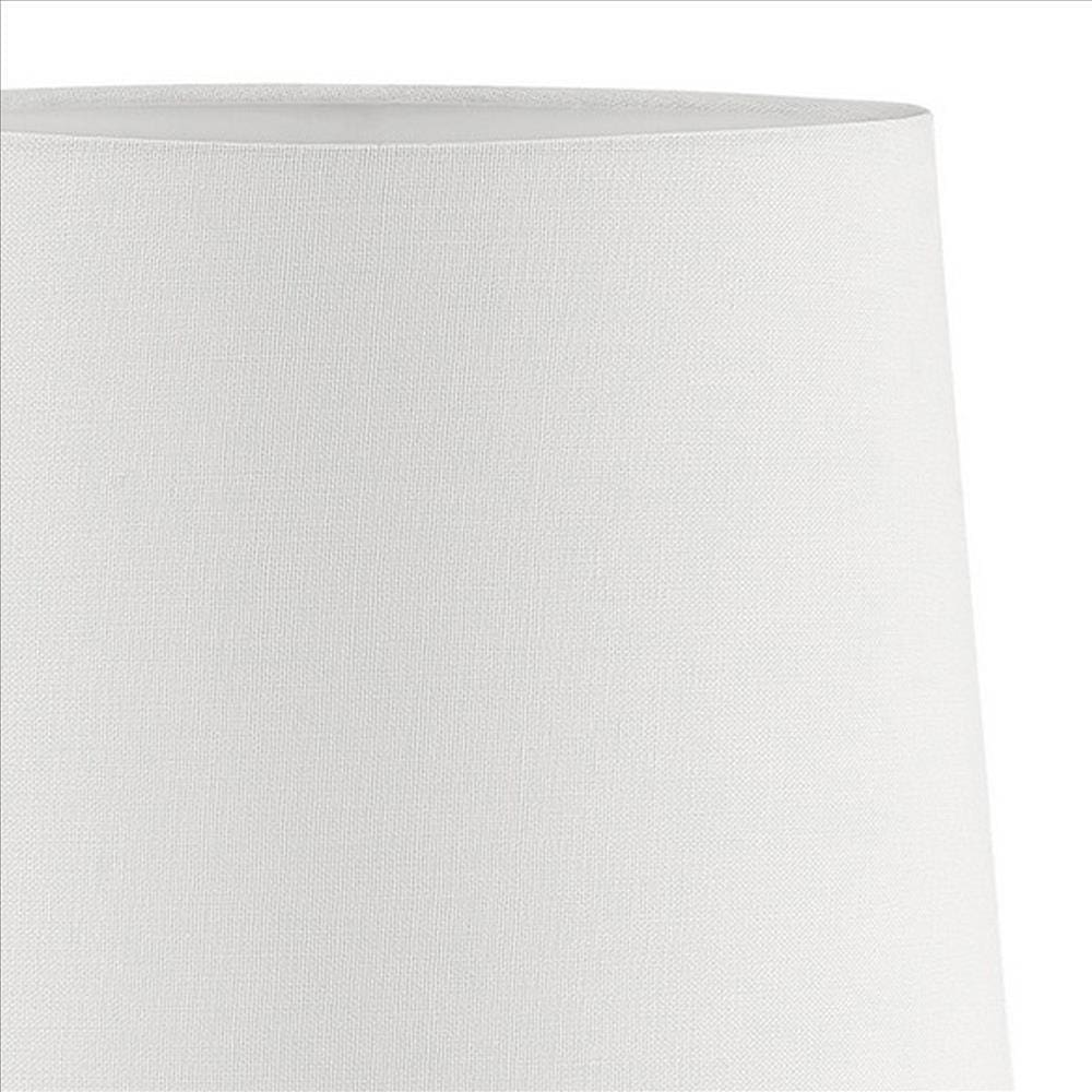 Pot Bellied Shape Metal Table Lamp with 3 Way Switch White