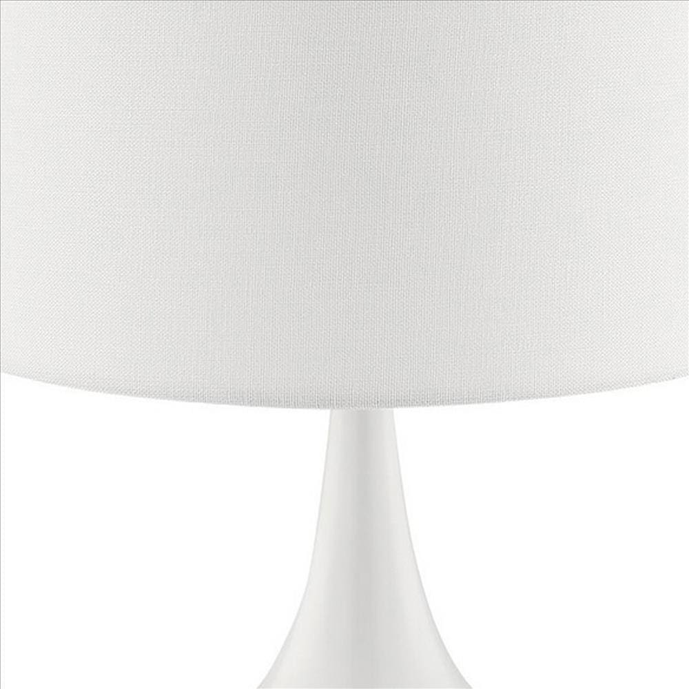 Pot Bellied Shape Metal Table Lamp with 3 Way Switch White