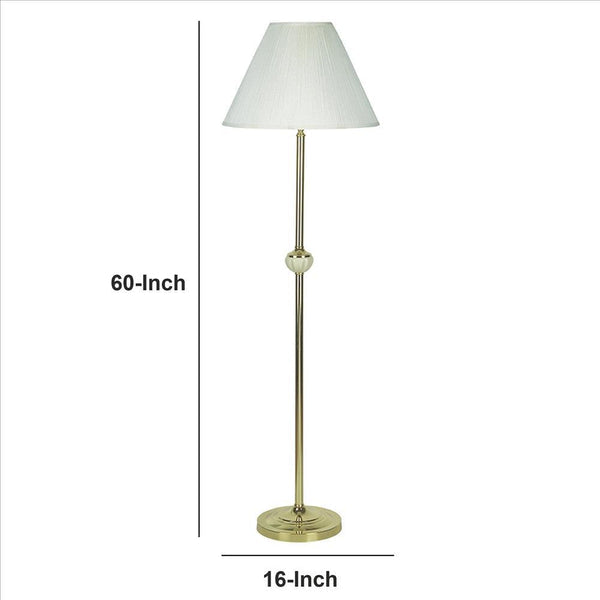 Stalk Design Metal Floor Lamp With Fabric Pleated Shade Cream
