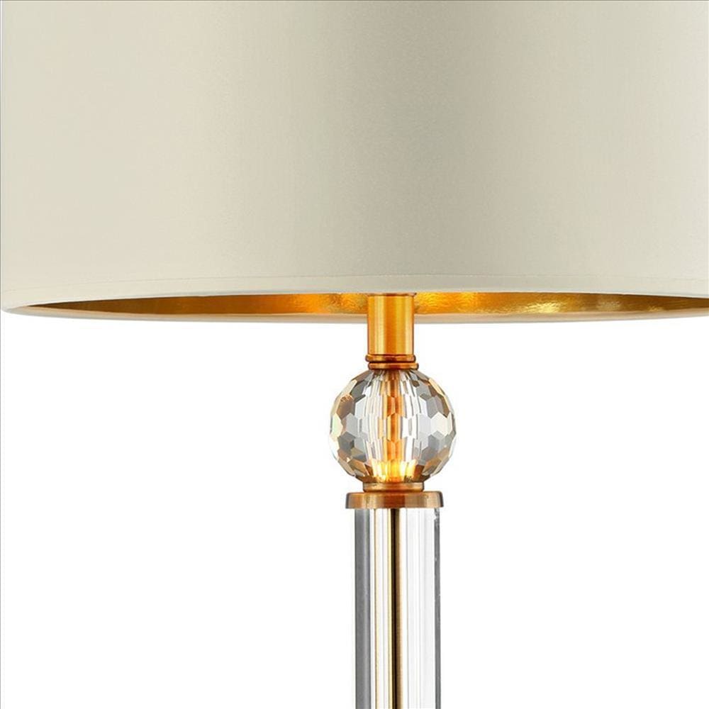 Table Lamp with Crystal Orb and Metal Stalk Support Gold