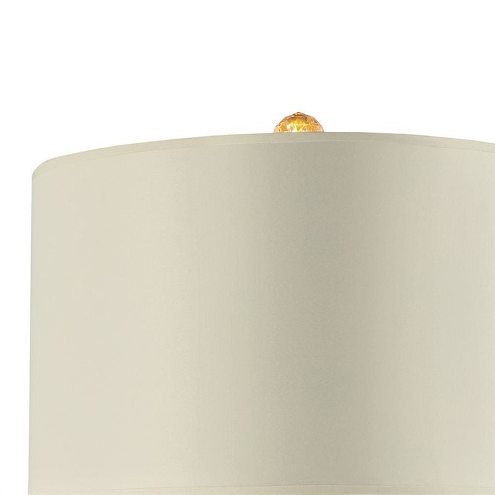 Table Lamp with Crystal Orb and Metal Stalk Support Gold