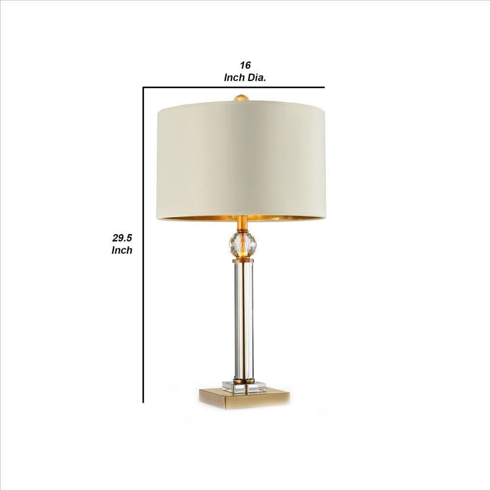 Table Lamp with Crystal Orb and Metal Stalk Support Gold