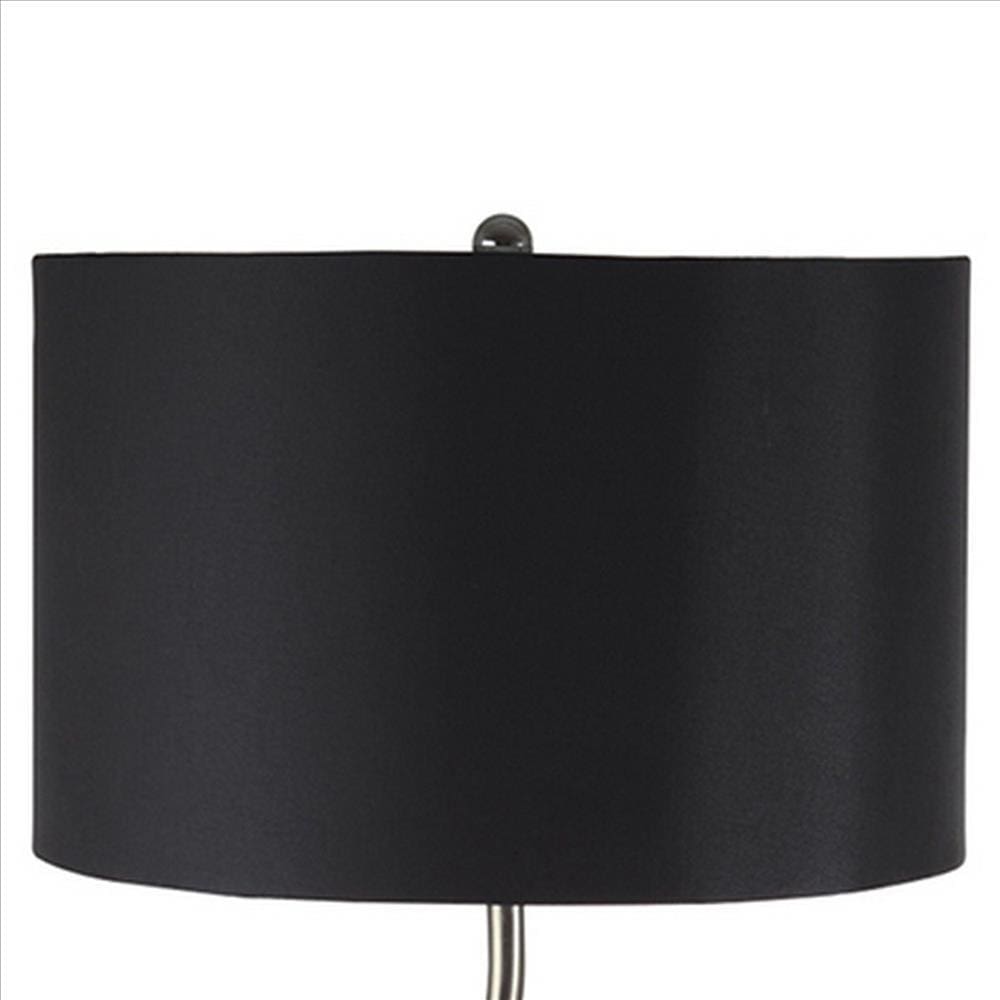 Table Lamp with Curved Tubular Body and Round Base Black