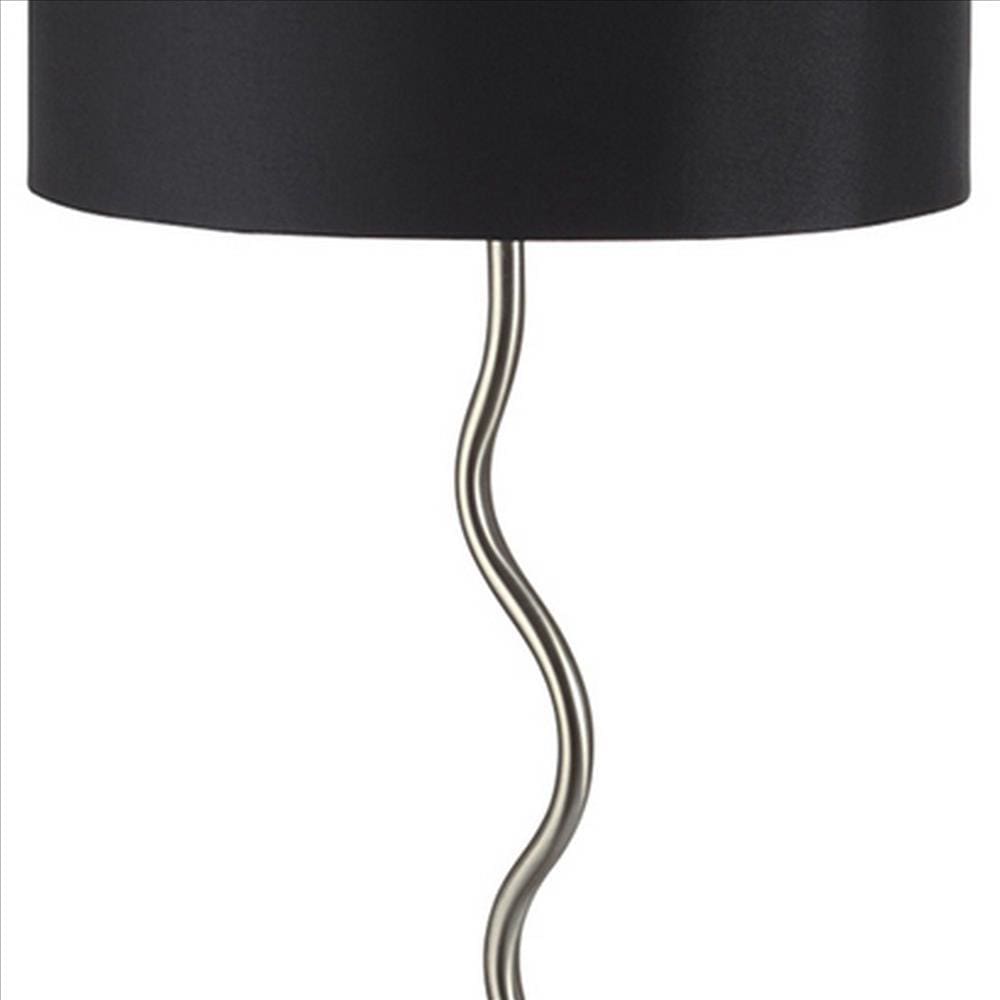 Table Lamp with Curved Tubular Body and Round Base Black