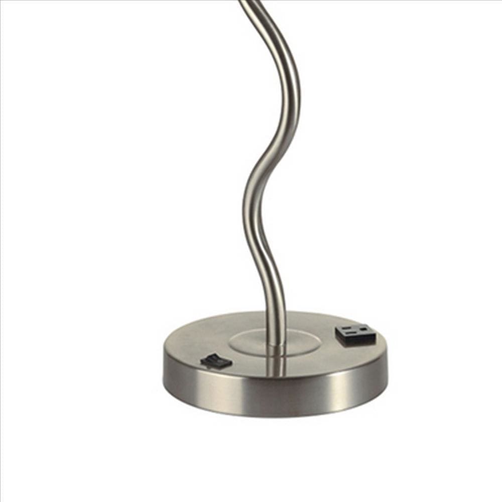 Table Lamp with Curved Tubular Body and Round Base Black