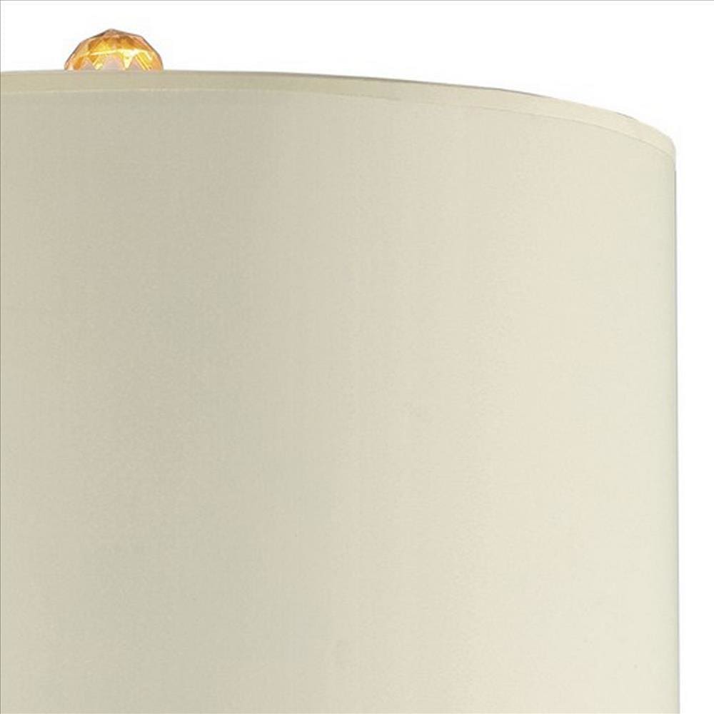 Table Lamp with Cylindrical Drum and Stacked Crystals Gold