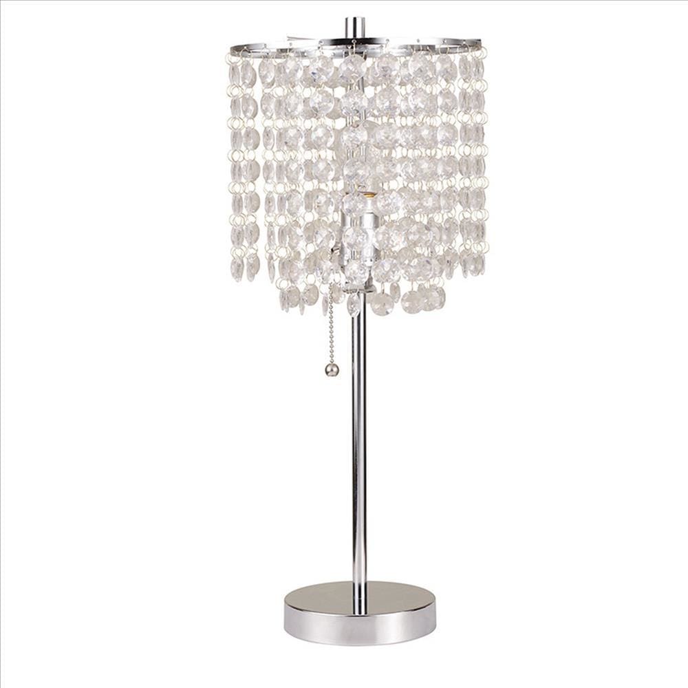 Table Lamp with Hanging Crystal Beads Clear