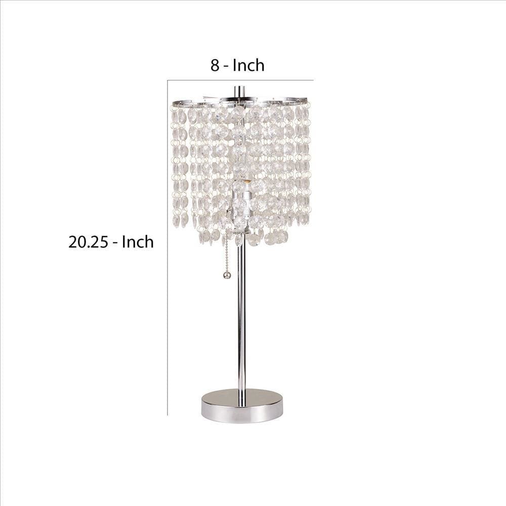 Table Lamp with Hanging Crystal Beads Clear