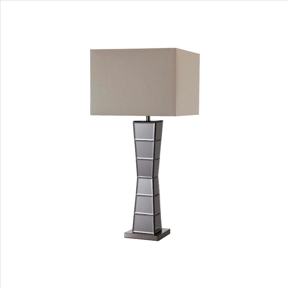 Table Lamp with Mirrored Tower Design Body Silver