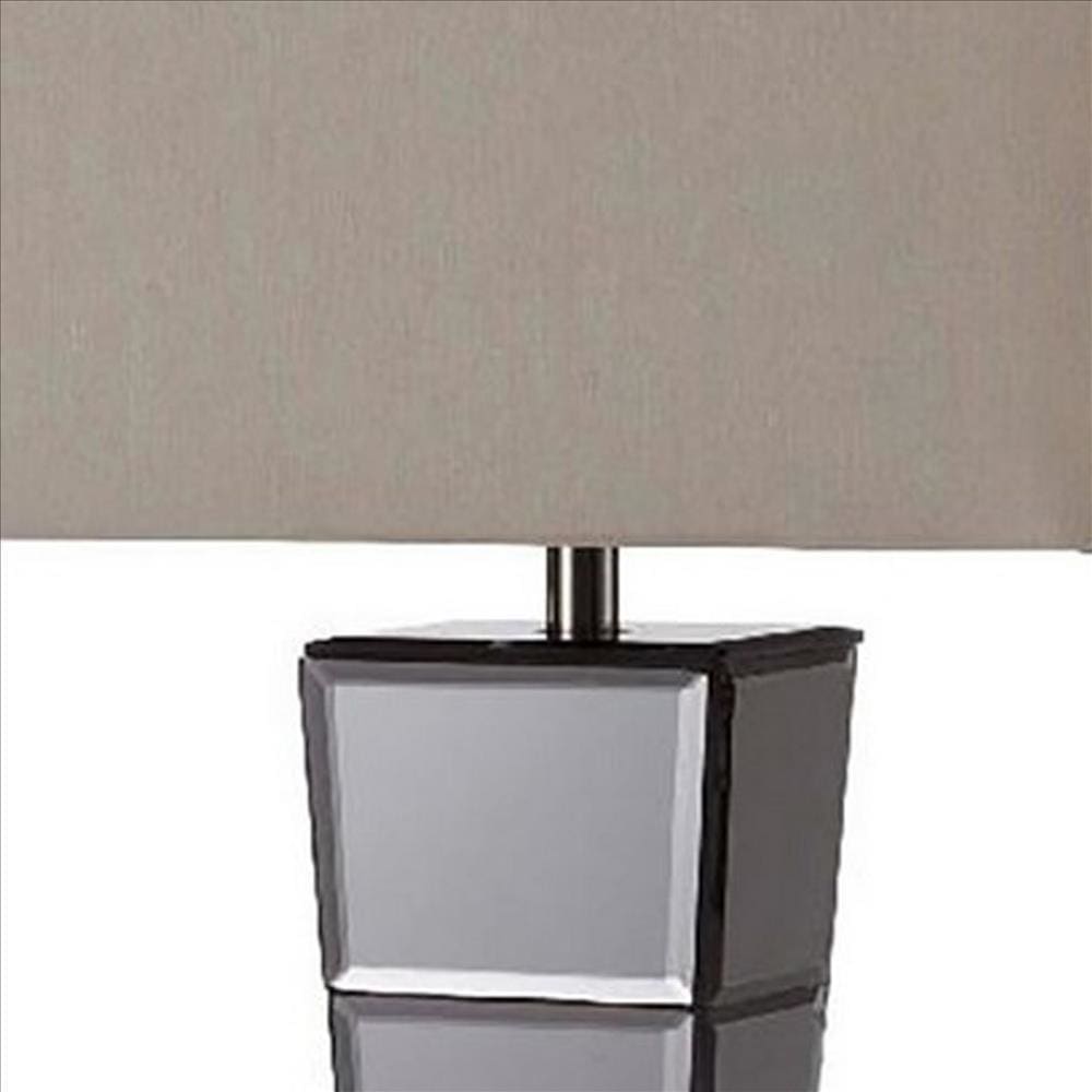Table Lamp with Mirrored Tower Design Body Silver