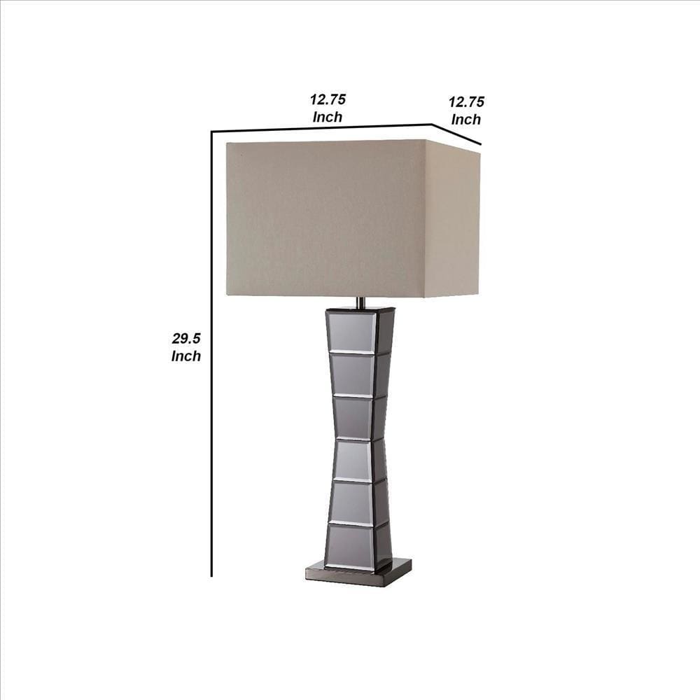Table Lamp with Mirrored Tower Design Body Silver
