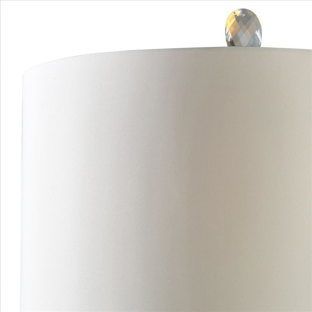 Table Lamp with Polyresin Base and Baroque Scroll Design White