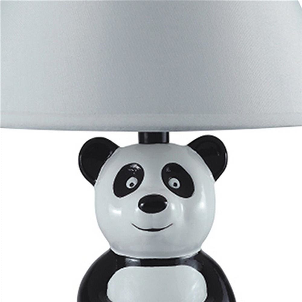 Table Lamp with Sitting Panda Base White and Black