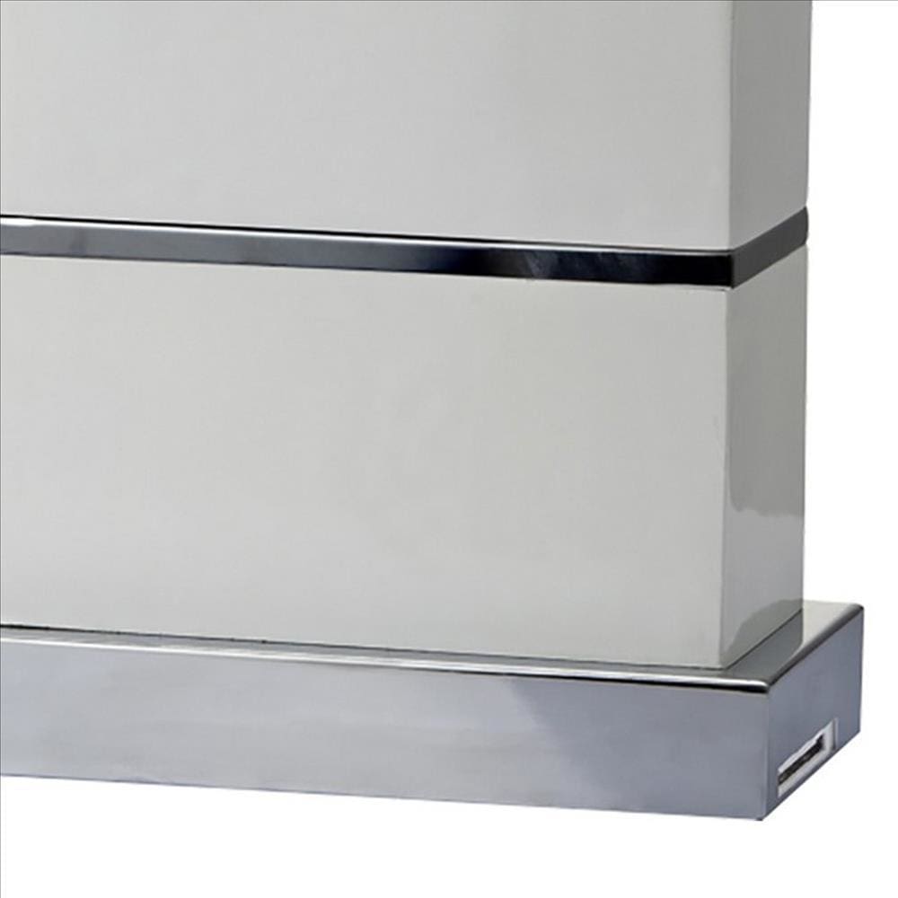 Table Lamp with Stacked Block Design Body and USB Plugin Silver