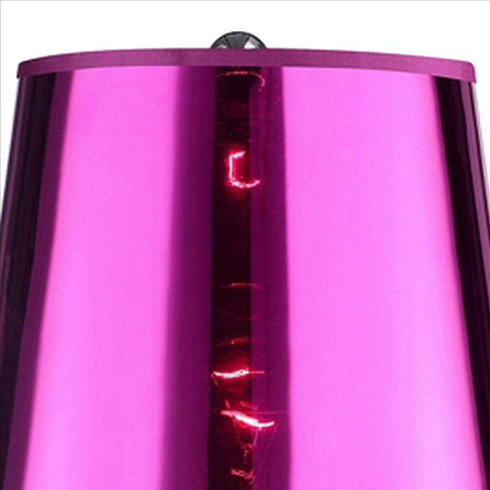 Table Lamp with Translucent Plastic Shade and Pot Bellied Base Purple