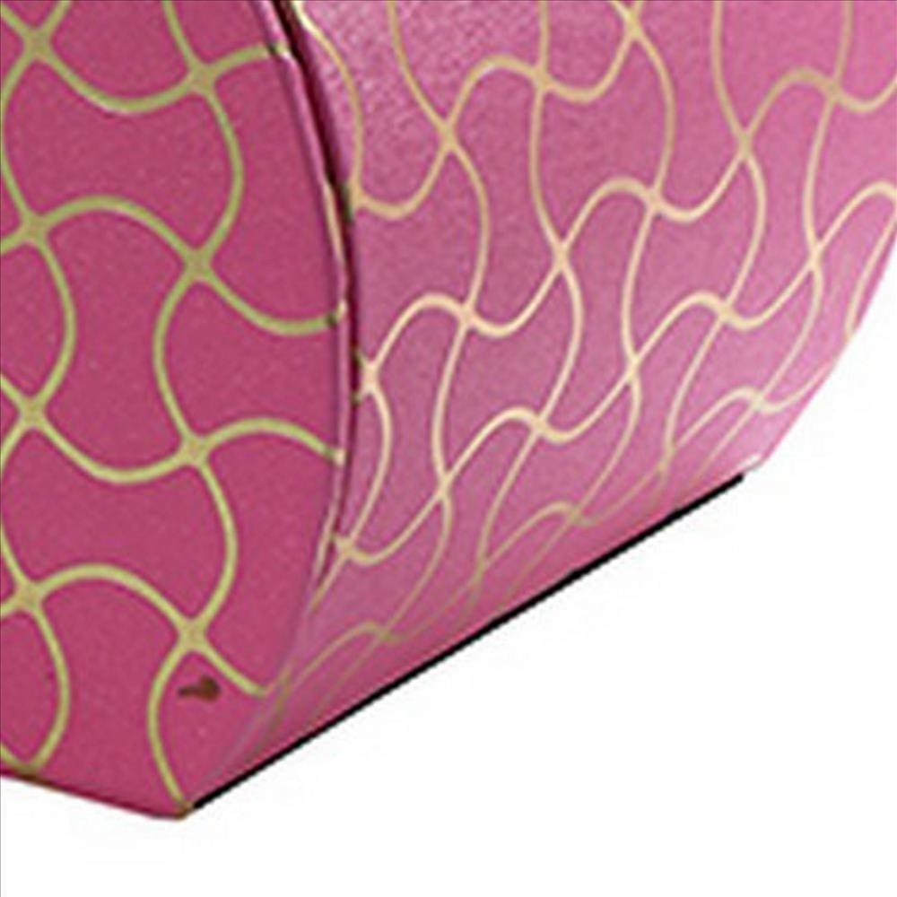 Travel Jewelry Case with 2 Drawer Storage and Wavy Textured Pattern Pink