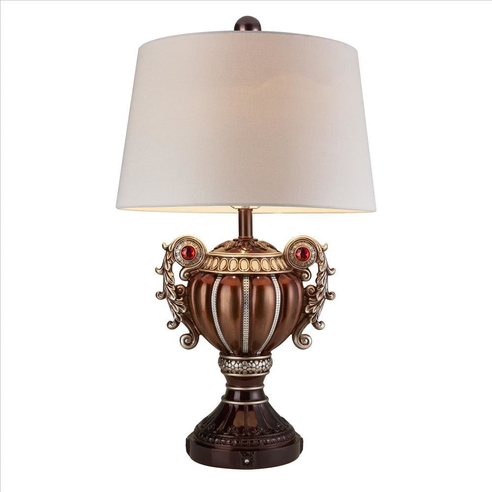 Trophy Shaped Polyresin Table Lamp with Scroll Handles Bronze