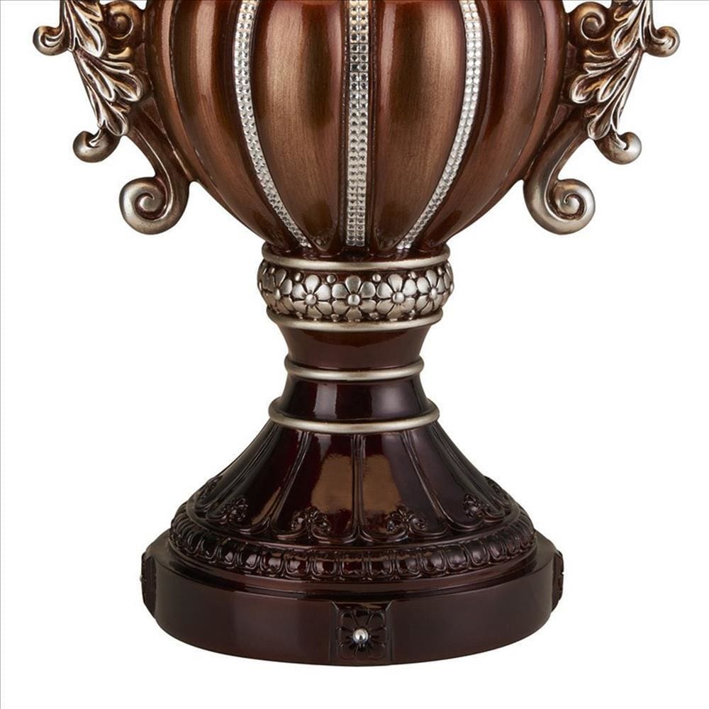 Trophy Shaped Polyresin Table Lamp with Scroll Handles Bronze