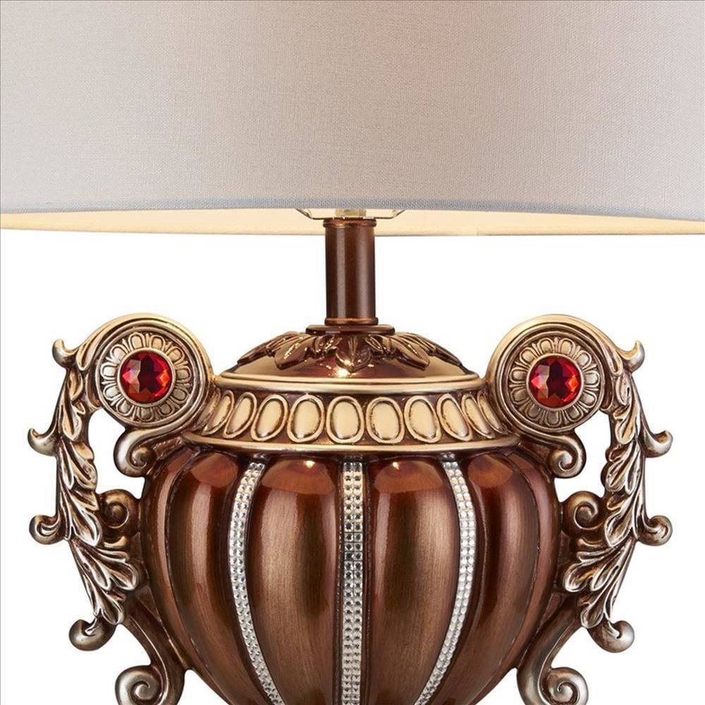 Trophy Shaped Polyresin Table Lamp with Scroll Handles Bronze