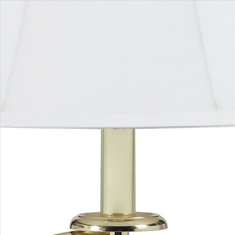Turned Pedestal Metal Table Lamp with Swing Arm Design Brass