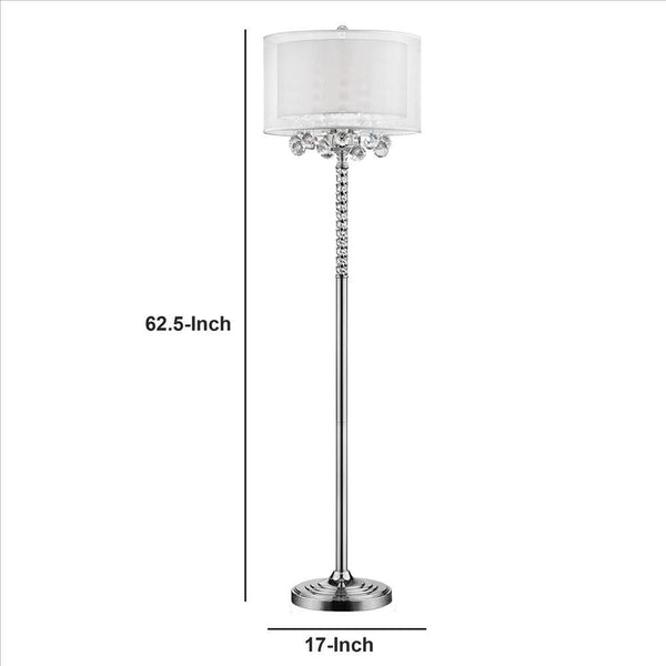 Twisted Crystal Accent Floor Lamp With Dual Fabric Shade Clear