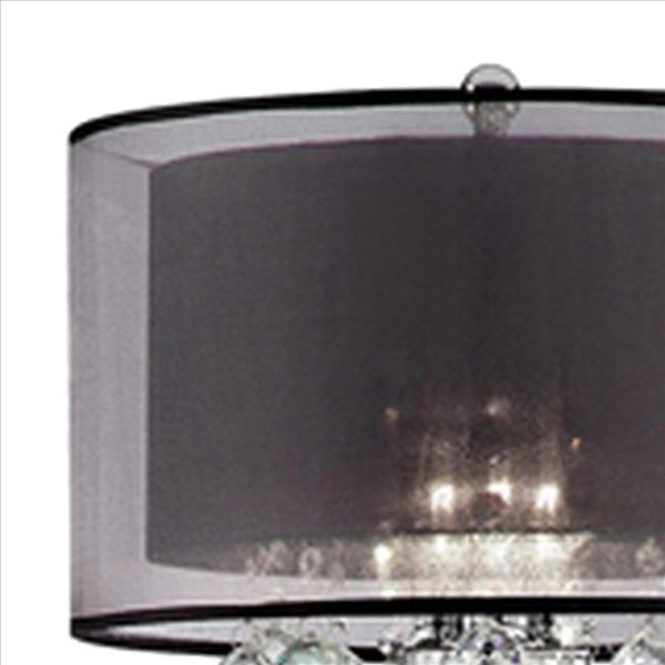 Twisted Crystal Accent Floor Lamp With Dual Fabric Shade Clear And Black