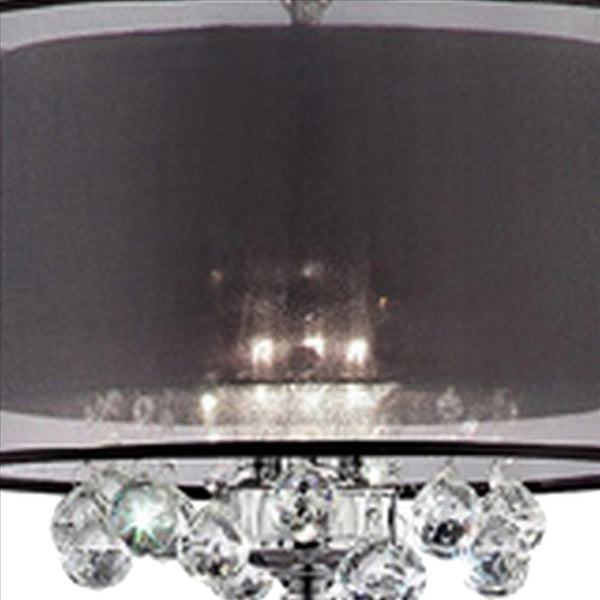 Twisted Crystal Accent Floor Lamp With Dual Fabric Shade Clear And Black