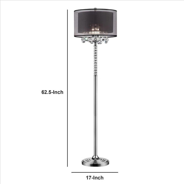 Twisted Crystal Accent Floor Lamp With Dual Fabric Shade Clear And Black