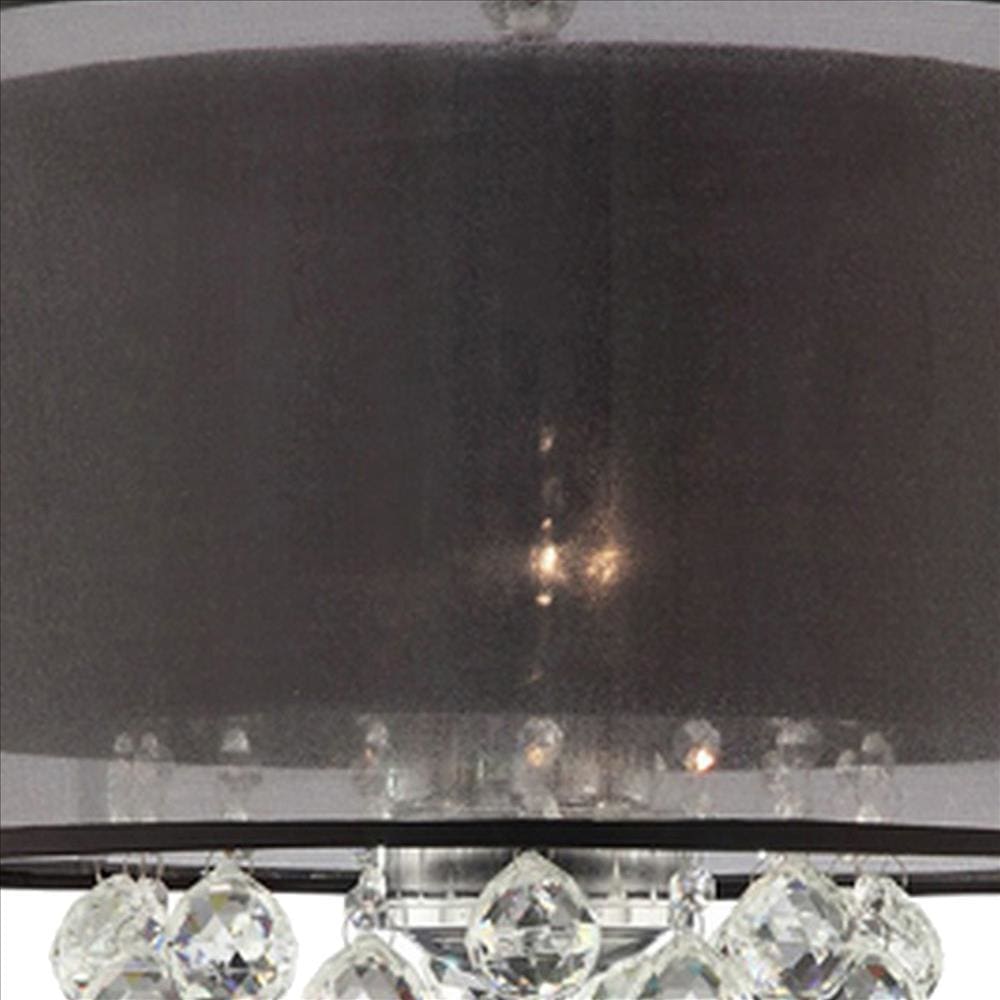 Twisted Crystal Body Table Lamp with Dual Fabric Shade Clear and Black