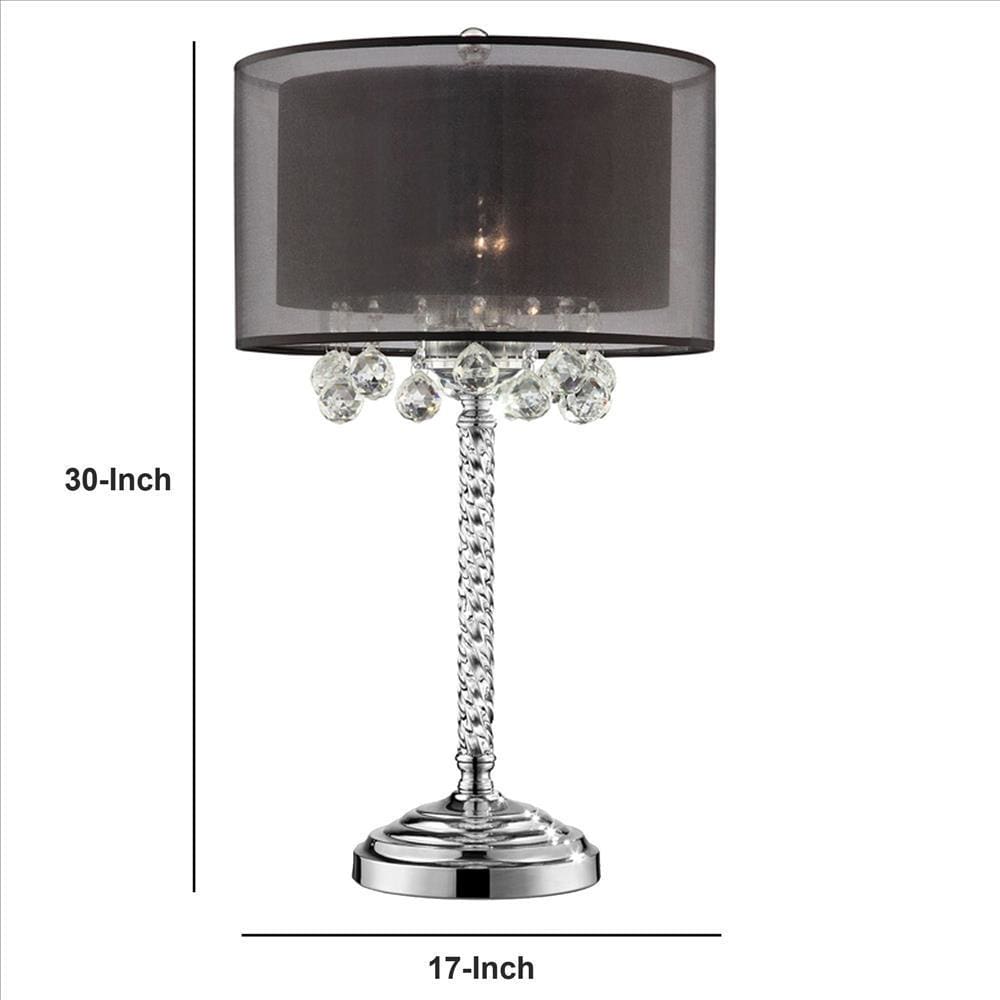 Twisted Crystal Body Table Lamp with Dual Fabric Shade Clear and Black