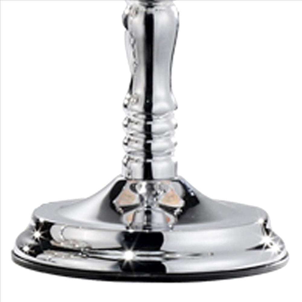 Umbrella Shade Glass Table Lamp with Deer Print Silver