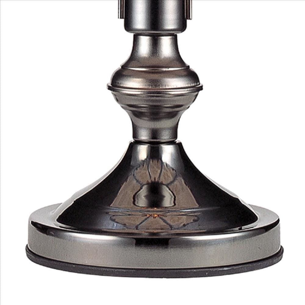 Umbrella Shade Glass Table Lamp with Dolphin Print Silver