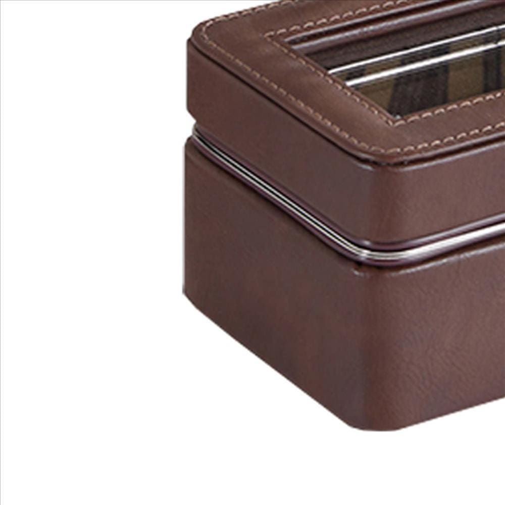Watch Case with 4 Slots and Removable Cushions Brown