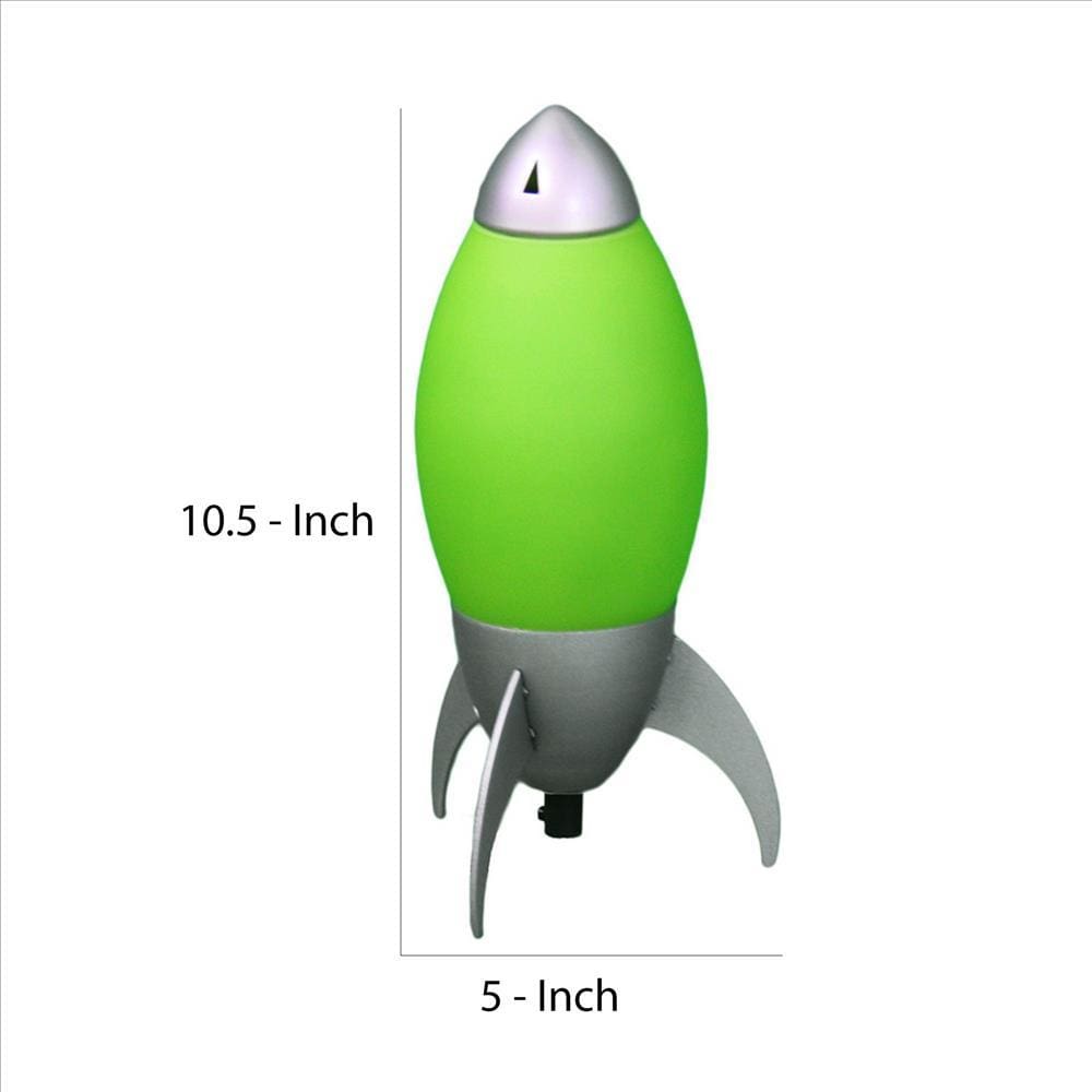 Kid Table Lamp with Rocket Design Silhouette Green