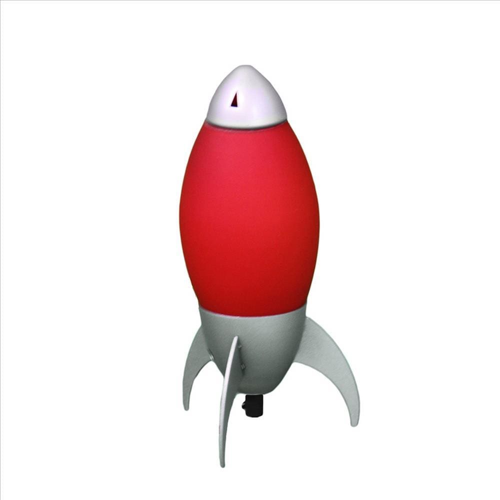 Kid Table Lamp with Rocket Design Silhouette Red