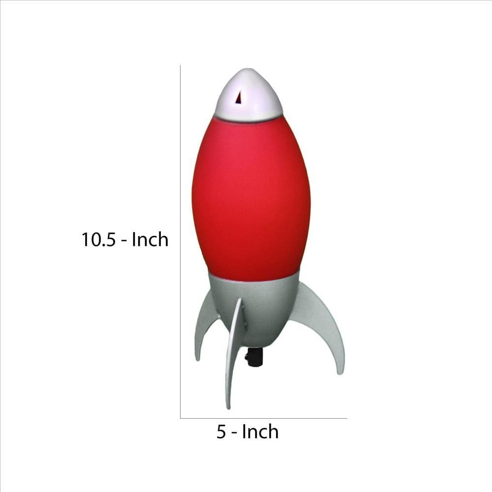 Kid Table Lamp with Rocket Design Silhouette Red