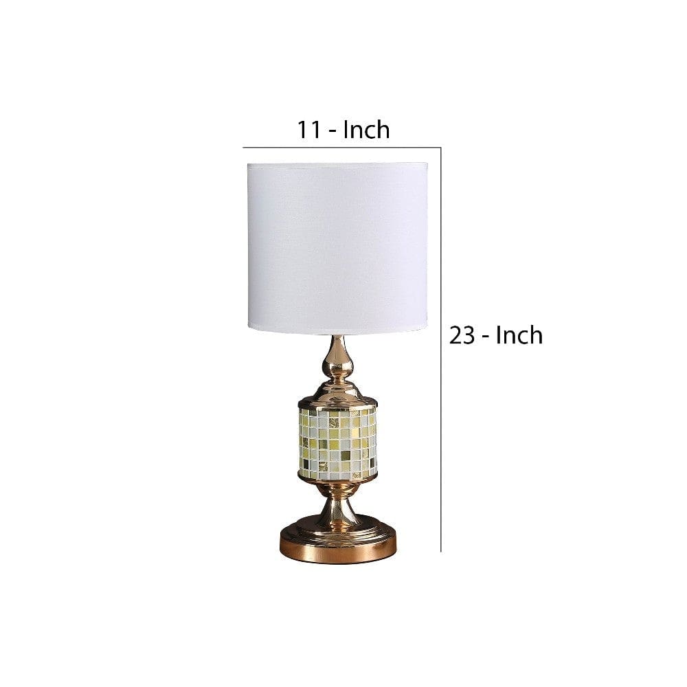 Table Lamp with Glass Cut Out Mosaic Pattern Gold