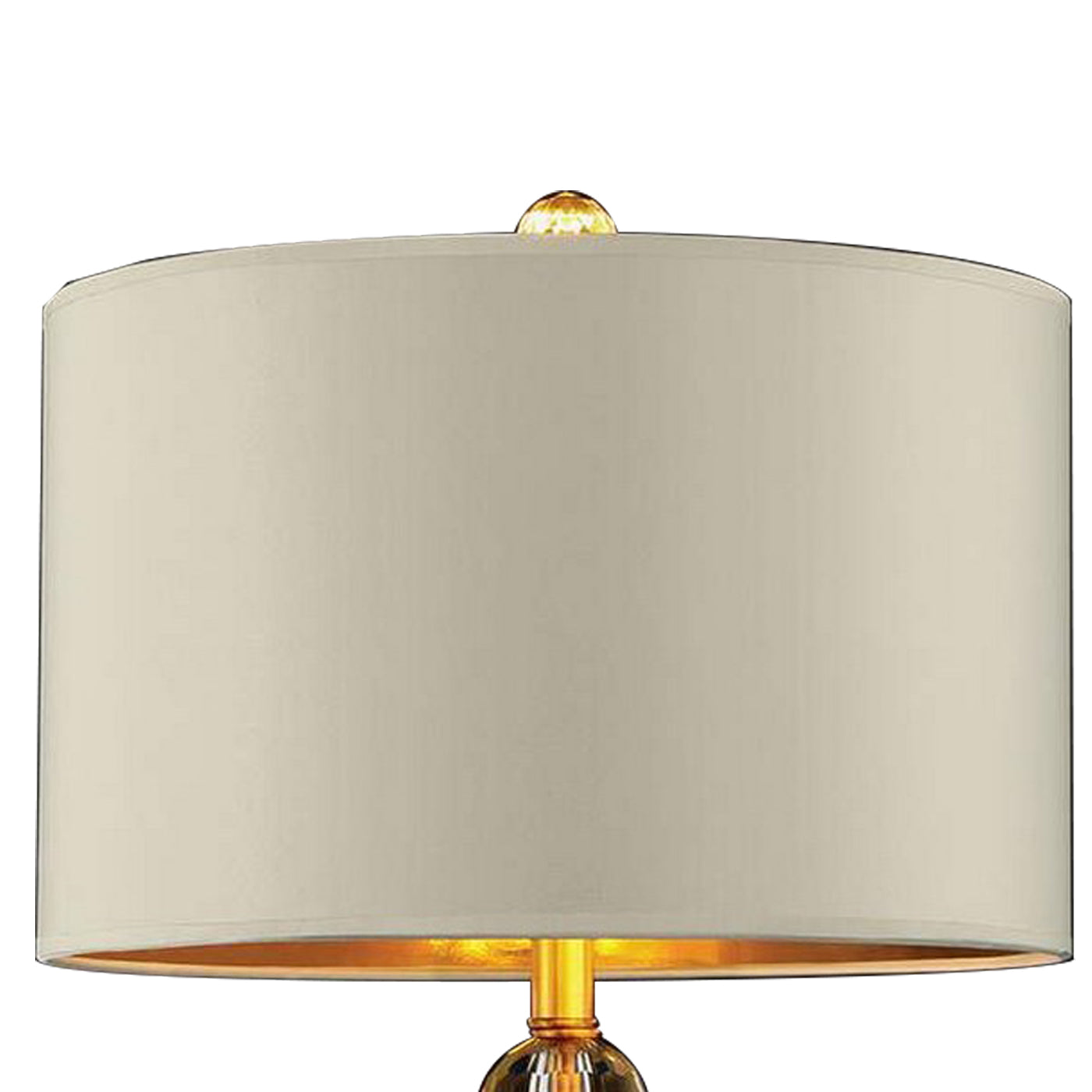 Table Lamp with Drum Shade and Crystal Ball Accent Gold and Cream