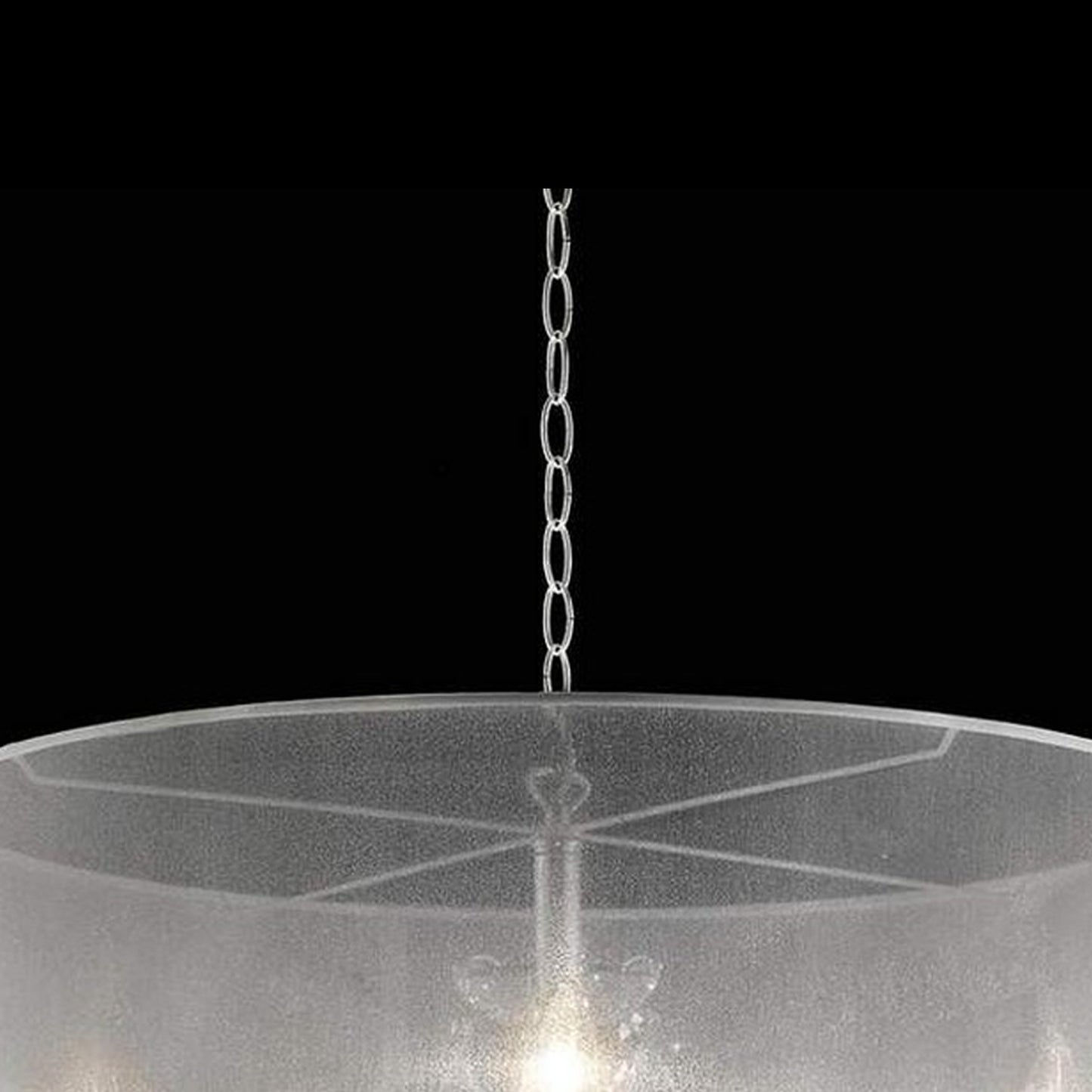 Ceiling Lamp with Scroll Metal Support and Drop Crystal Accents Silver