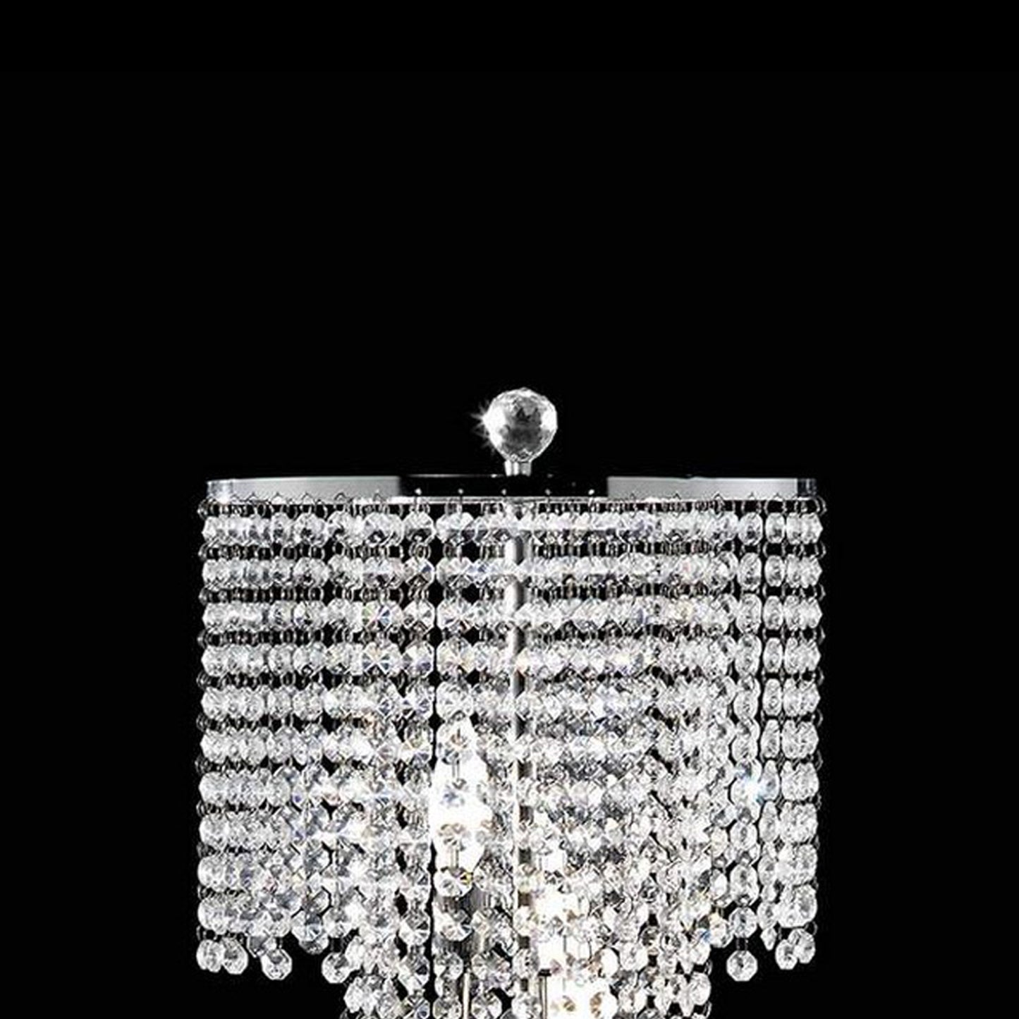 Table Lamp with Droplet Crystal Accents and Sleek Support Silver