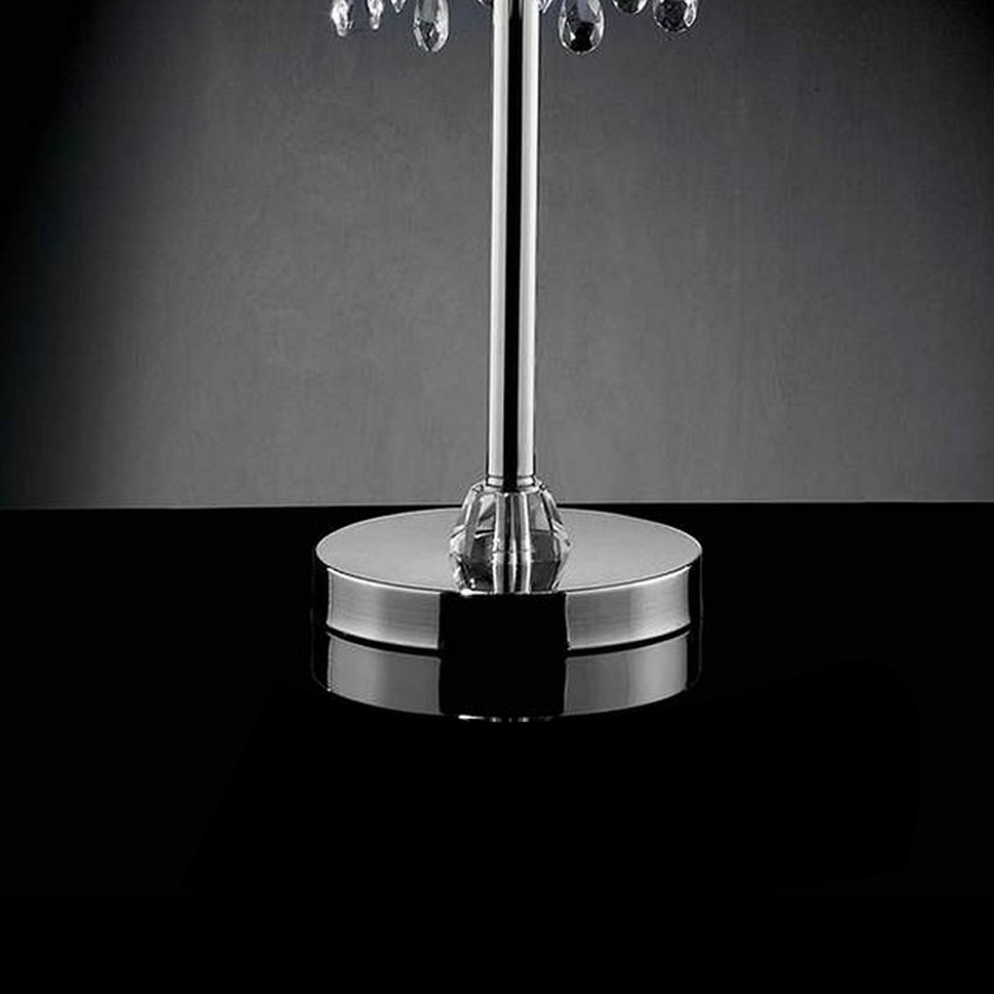 Table Lamp with Droplet Crystal Accents and Sleek Support Silver