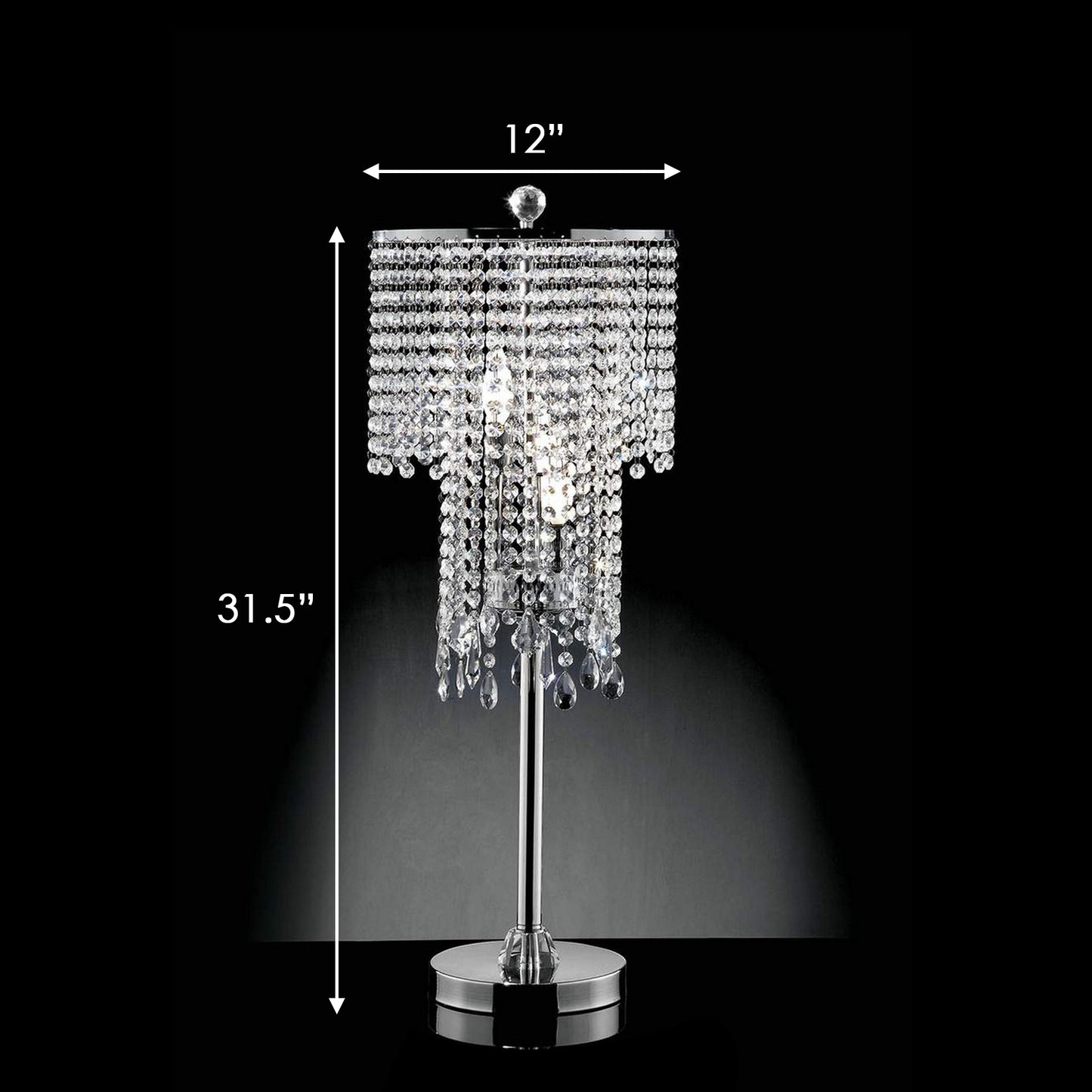 Table Lamp with Droplet Crystal Accents and Sleek Support Silver