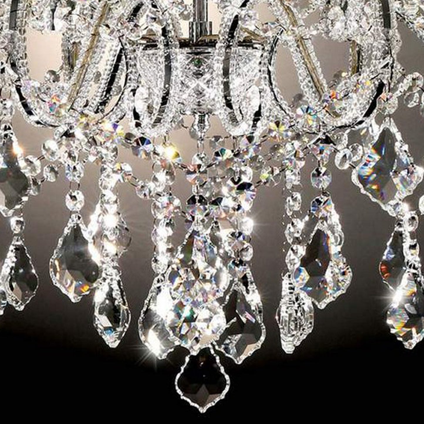 Ceiling Lamp with Scrolled Design and Crystal Droplets Silver
