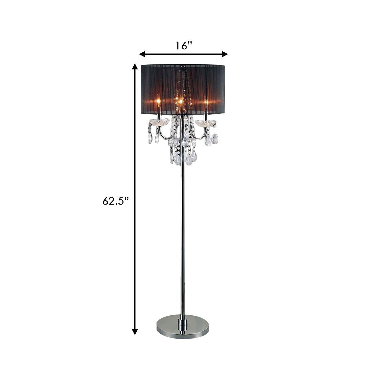 Floor Lamp With Hanging Crystal Droplets Silver And Black