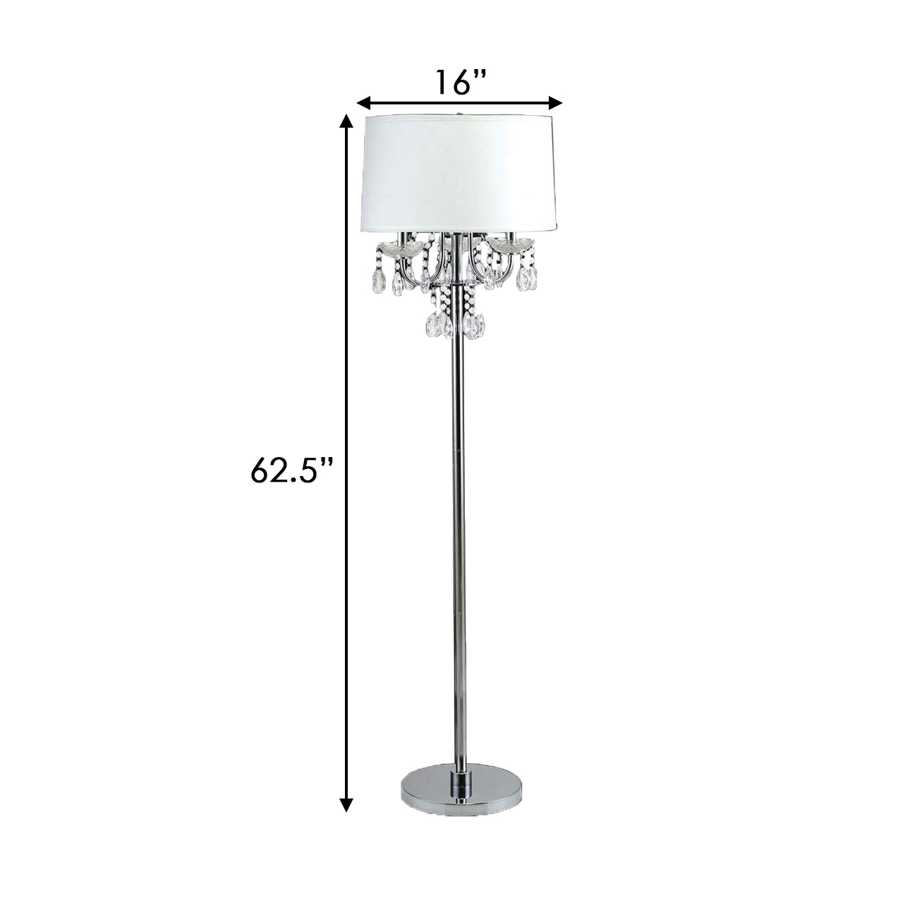 Floor Lamp With Hanging Crystal Droplets White