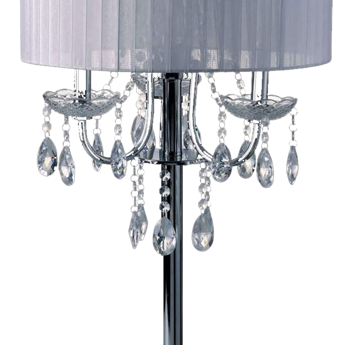 Table Lamp with Hanging Crystal Droplets White
