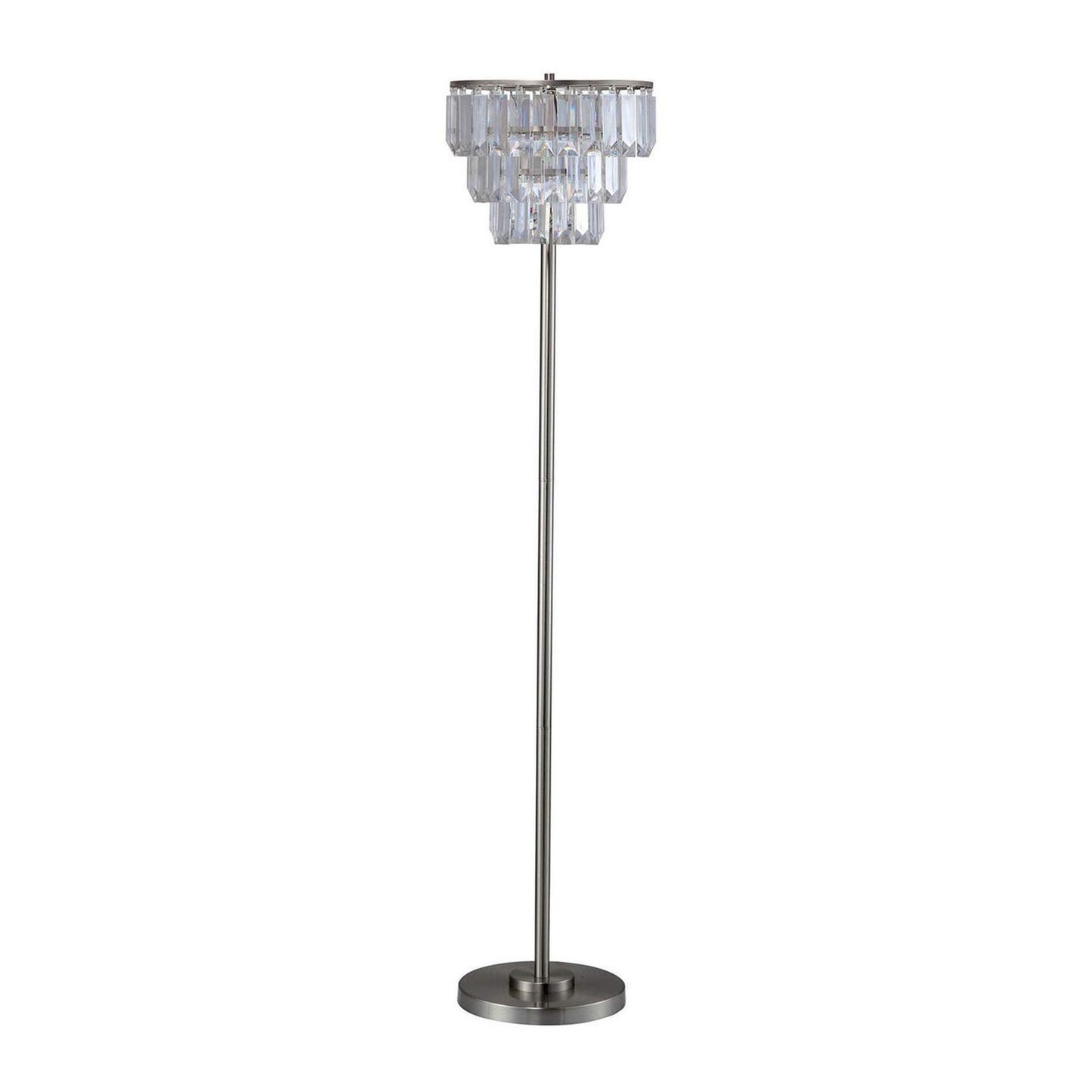Floor Lamp With Hanging Crystal Droplets Silver